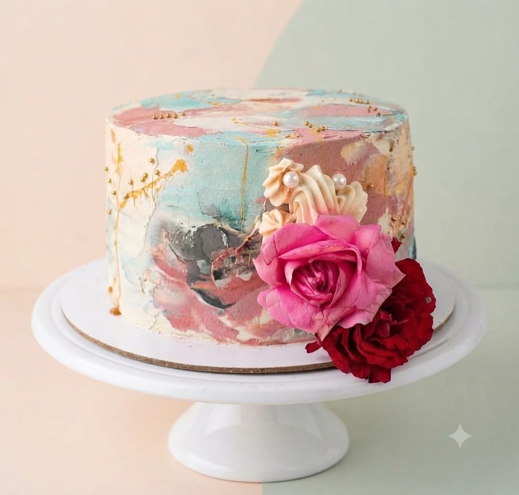 Watercolor Rose Gold Cake
