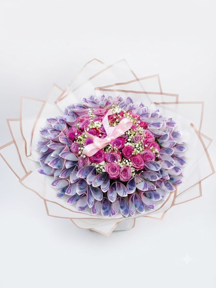 Purple Money Rose Bouquet
