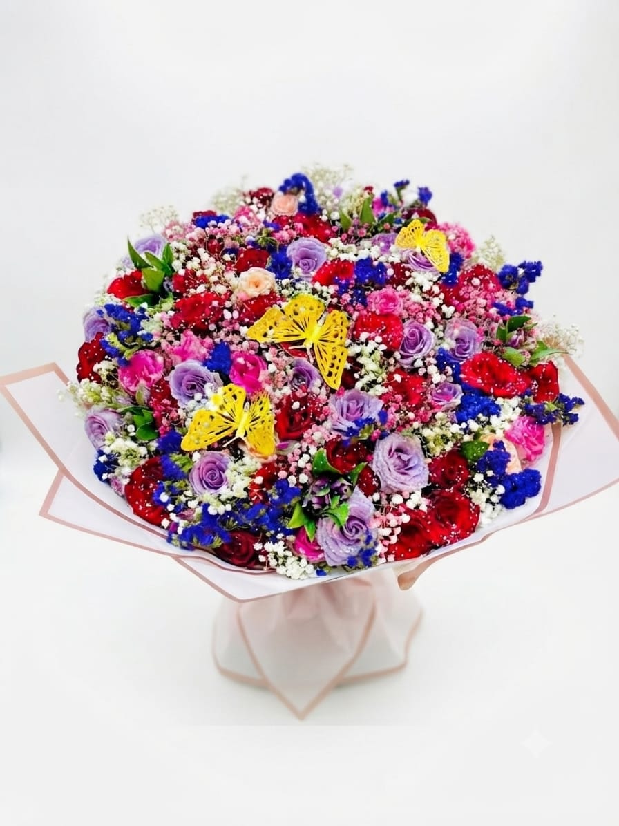 Rainbow Butterfly Rose Bouquet