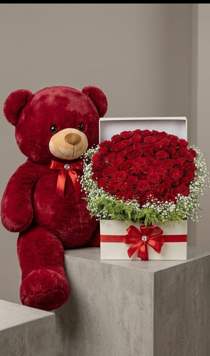 Signature Red Rose & Teddy Combo