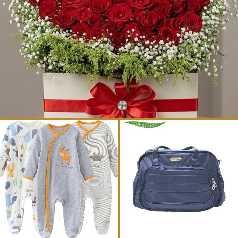 Aras Package - Flowers, Romper & Diaper Bag