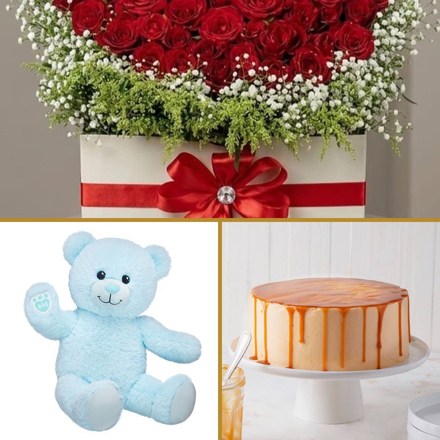 Aras Package - Flowers, Teddy Bear & Cake