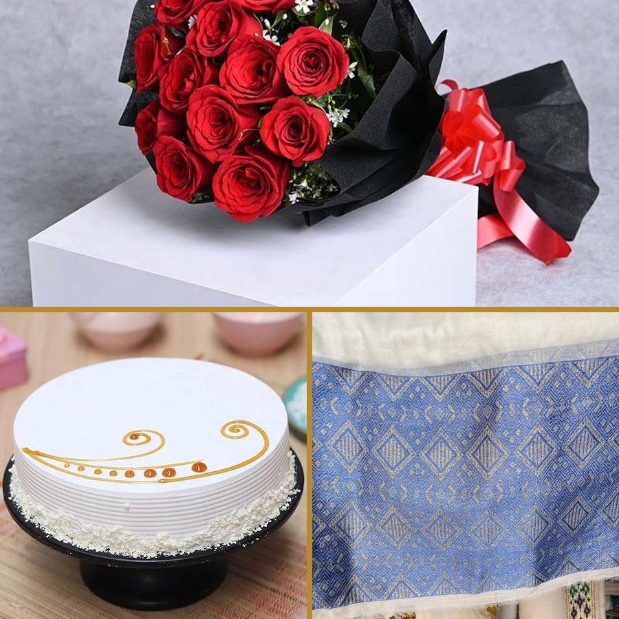 Mother's Day Rose, Cake & Scarf Package