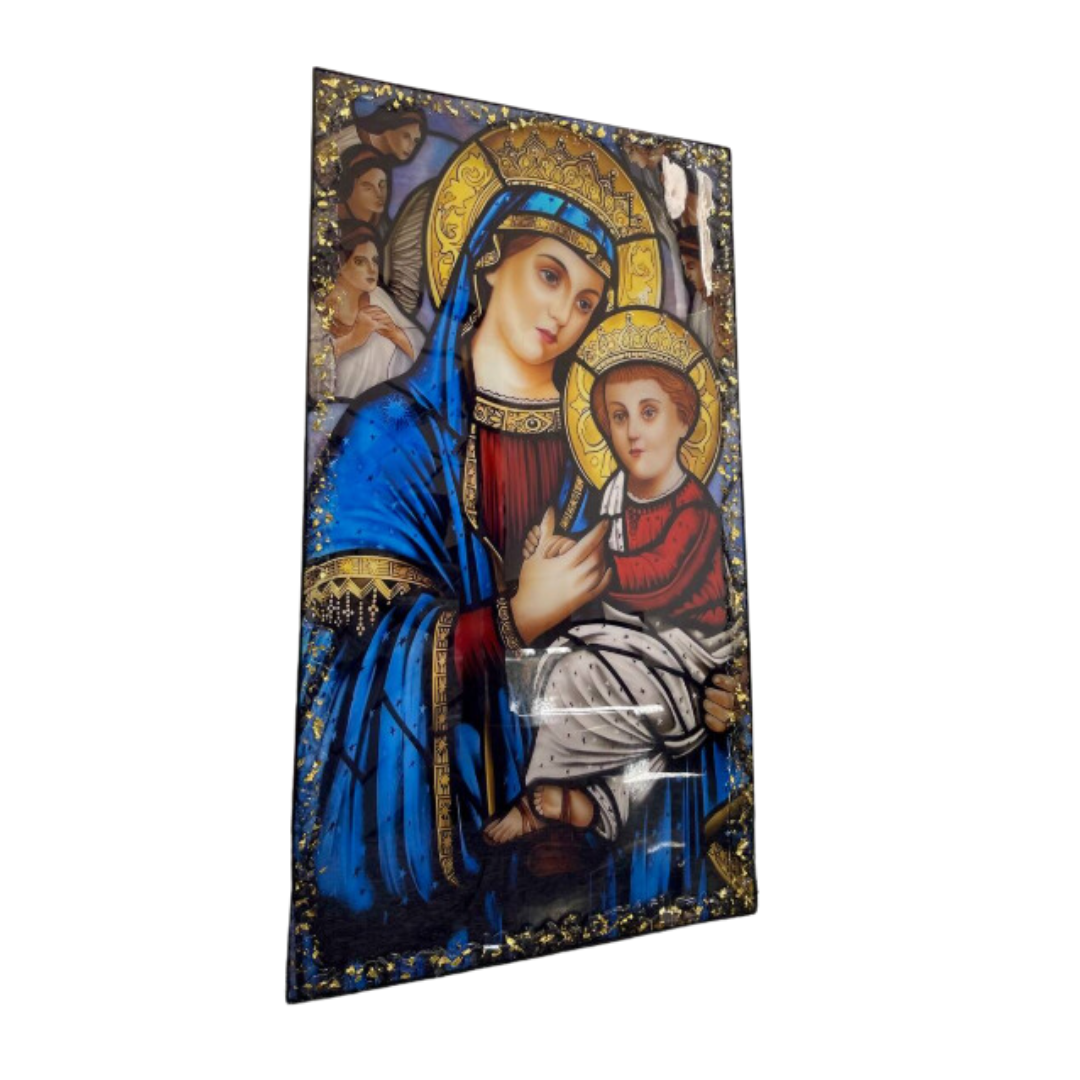Virgin Mary Holding the Christ Child Epoxy Art